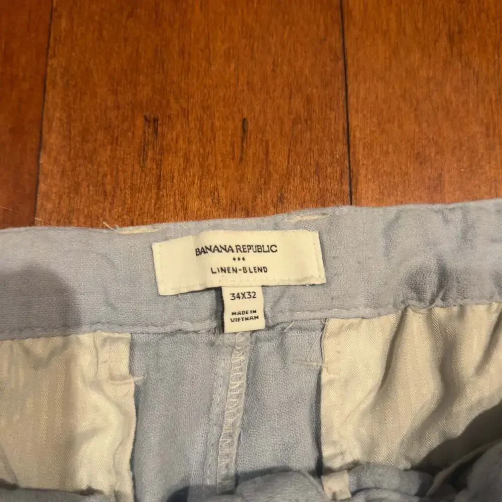 Banana Republic Linen-Blend Cargo Pants Light Blue Size 34x32